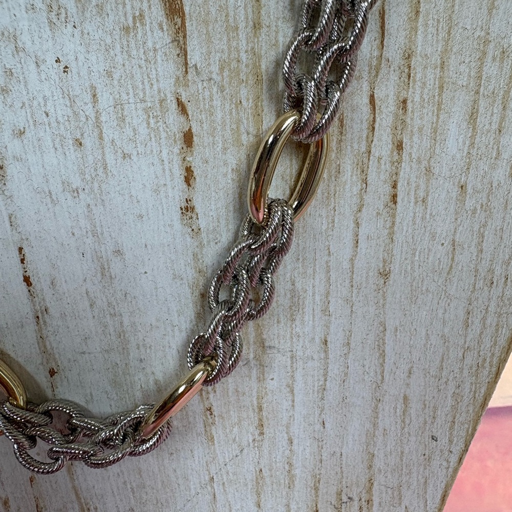 Elegant Silver and Gold Chain Necklace